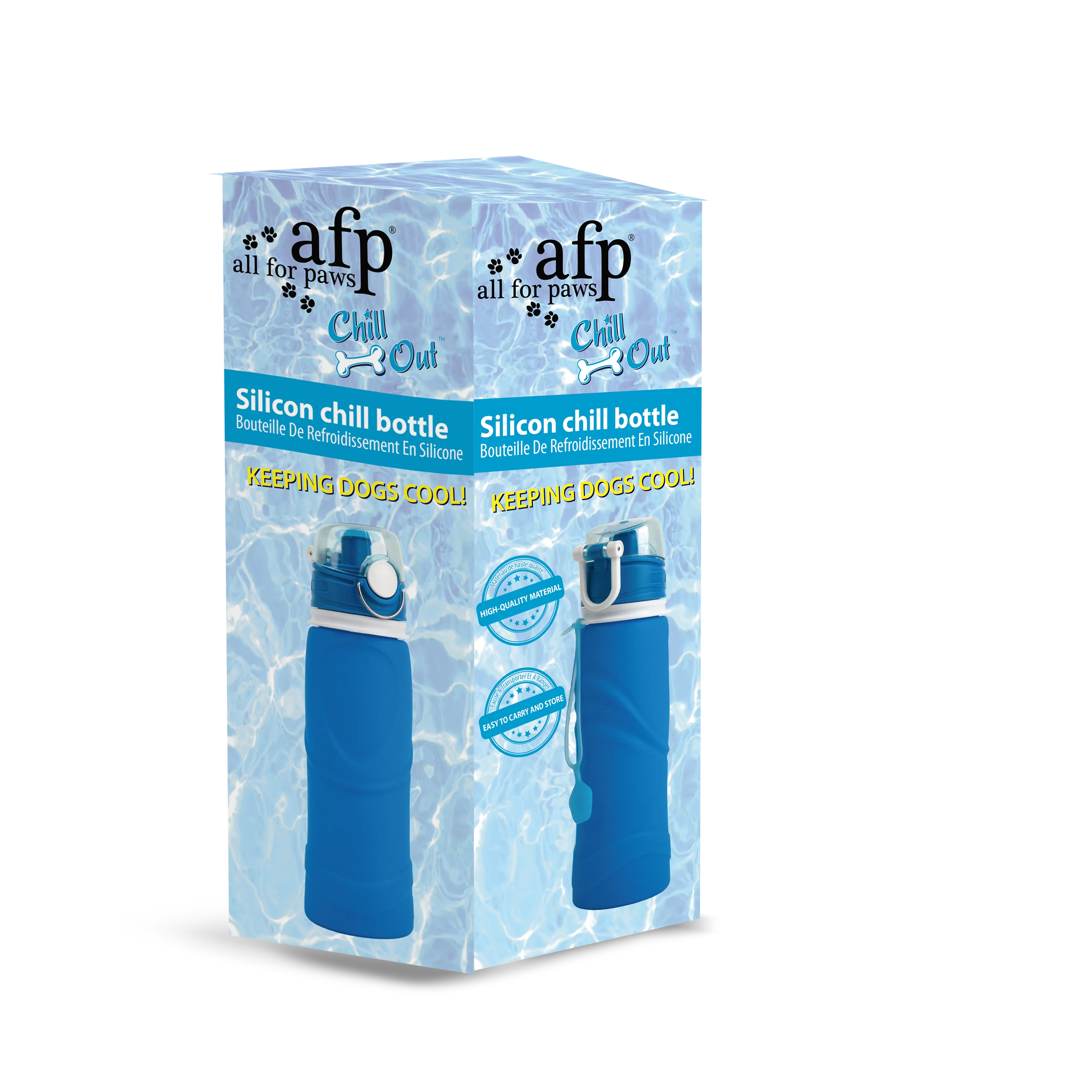 Portable Water Bottle For Dogs - Collapsible - All For Paws Chill Out Silicone Chill Bottle (750ml) - Image 3