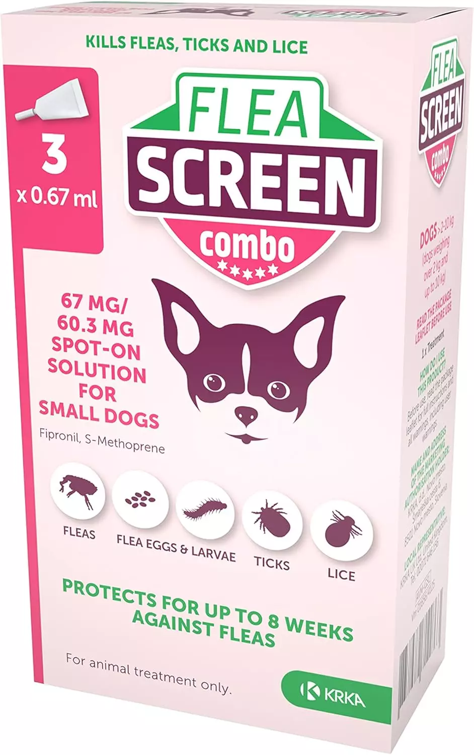 Flea Screen Combo Spot on for dogs - Small Dog (2-10kg) 3 pipettes - Image 2
