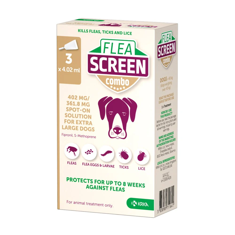 Flea Screen Combo Spot on for dogs - XL Dogs (40-60kg) 3 pipettes - Image 2