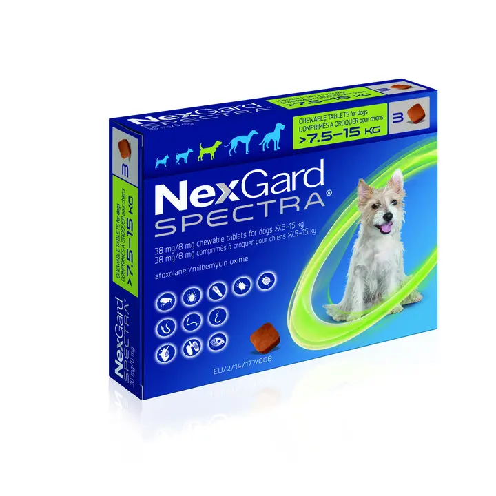 NexGard Spectra Chewable Tablets for Medium Dogs 7.5-15KG x 3